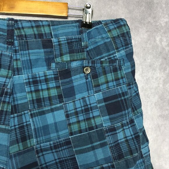 Gap Khakis Mens Quilted Patchwork Shorts size 38 Blue Flat Front Cotton Pockets - Picture 7 of 10